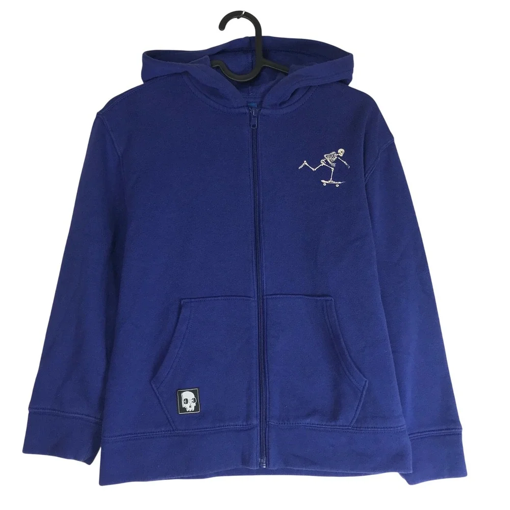Old Navy Boys Blue Skeleton Crew Skating Zip Up Hoodie Sweatshirt Size L 10-12